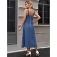 thumbnail image 4 of DARING DIVA Women's Sleeveless Denim Square Neck Swing A Line Midi Dresses S Midi Blue, 4 of 7