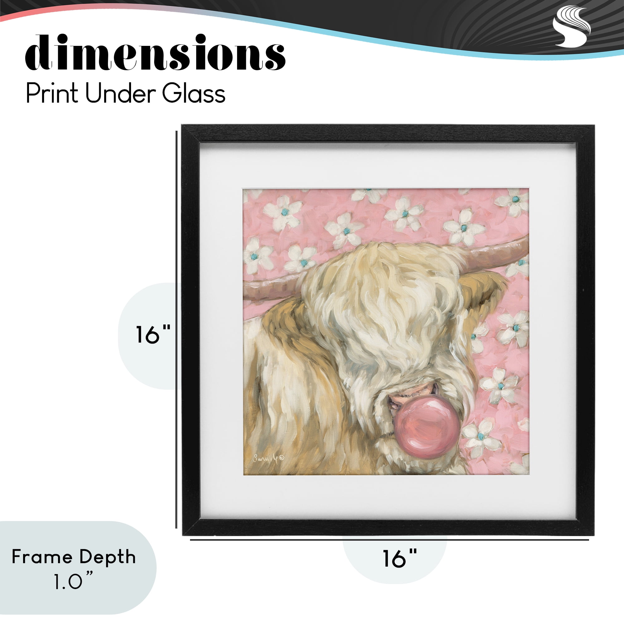 Stupell Industries Bubblegum Cutie Cattle Black Framed Print Under Glass, design by Sara G. Designs