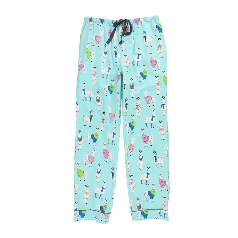P.J. Salvage Womens 2 Pc Llama With Scarf Pajama Set Blue Medium