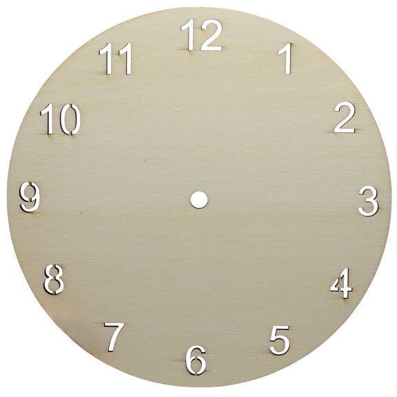 Clock Face for Crafts, DIY Unfinished Wood Clock Face Blank, 9" Round with Laser Cut Numerals, Make Your Own Clock