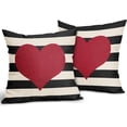 thumbnail image 2 of Valentines Day Pillow Covers 18x18 Set of 2 Valentine Decor Stripes Red Love Heart Decorative Throw Pillow Cases Outdoor Farmhouse Decoration for Sofa Couch Bed, 2 of 6