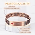 thumbnail image 5 of Wollet Pure Copper Medical Alert Bracelets for Men, Blood Thinner, 8.66 inches, Health Magnetic ID Bracelets Gift for Dad,Husband, 5 of 7