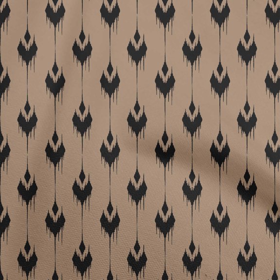 oneOone Cotton Cambric Brown Fabric Asian Ikat Dress Material Fabric Print Fabric By The Yard 42 Inch Wide