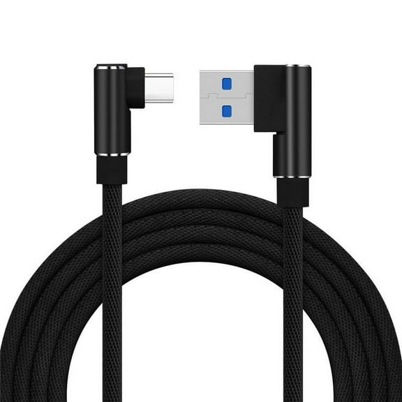 2x USB Type C Cable, 10 Feet Right Angle 90 Degree Nylon Braided Charger Cable Fast Charging and Data Sync Cord for Samsung Galaxy S10/S10E/S10 , S9/S9 , Note10 9/8 Google Pixel XL, LG G5 G6 V20 Pixel
