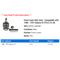thumbnail image 2 of Front Lower Ball Joint - Compatible with 1988 - 1991 Subaru XT XT6 2.7L H6 1989 1990, 2 of 2