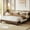 Walnut, variant on Wood Platform Metal Bed Frame, Twin Size Metal Bed Frame, Wood Slat Support, No Box Spring Needed, Easy Assembly, Noise-Free Design, Underbed Space for Storage with Sturdy Steel Slats