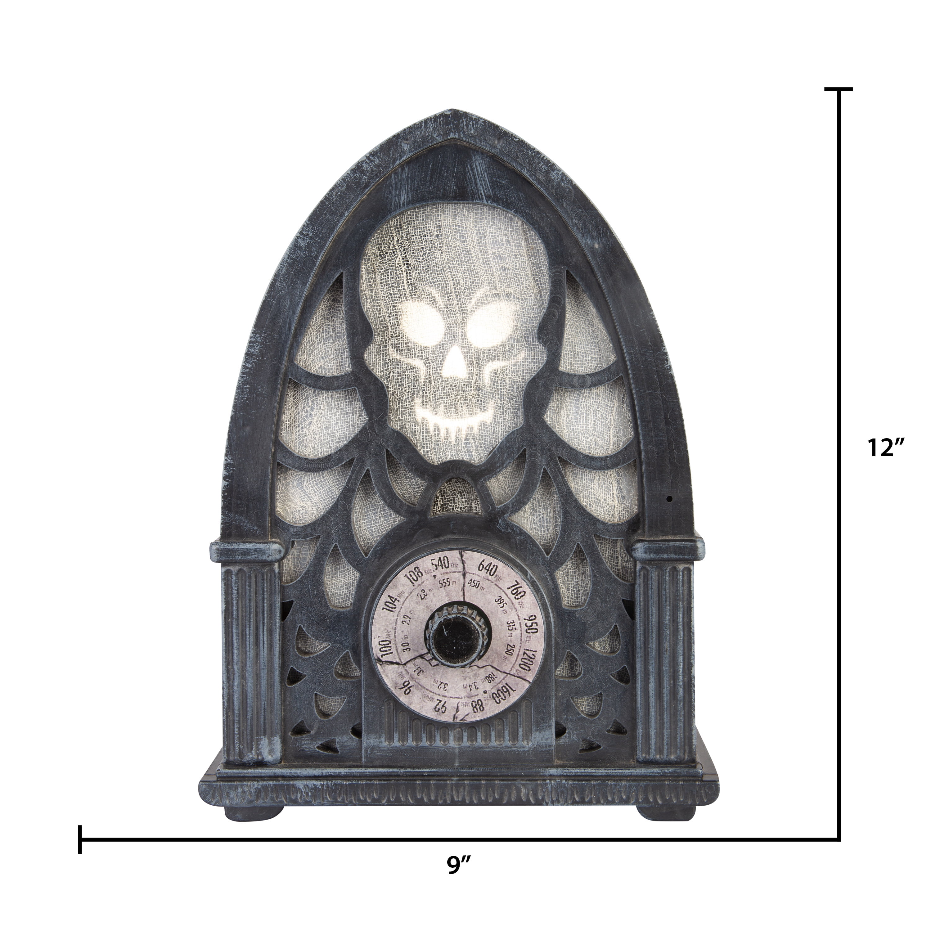 Lighted Decor EmoteGlow Haunted Radio Skull (White)