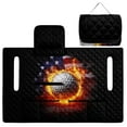 thumbnail image 5 of Xixirimido Golf Cart Seat Covers, Universal Golf Cart Seat Towel Blanket Quilted with 4 Pockets Fits for EZGO, Yamaha, Club Car & More 2-Seat Carts, US Flag Fire Golf Ball, 5 of 8