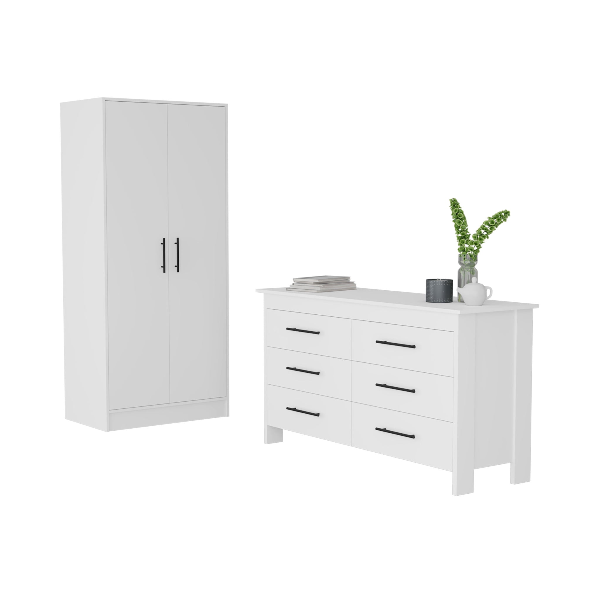 HomeRoots 530269 32 in. White Six Drawer Dresser