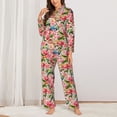 thumbnail image 2 of Fotbe Watercolor Birds Pattern Long Sleeve Pajama Set for Women,Sleepwear Set,2-piece Loungewear Set,Soft PJs Comfy Nightwear with Pockets -Medium, 2 of 7