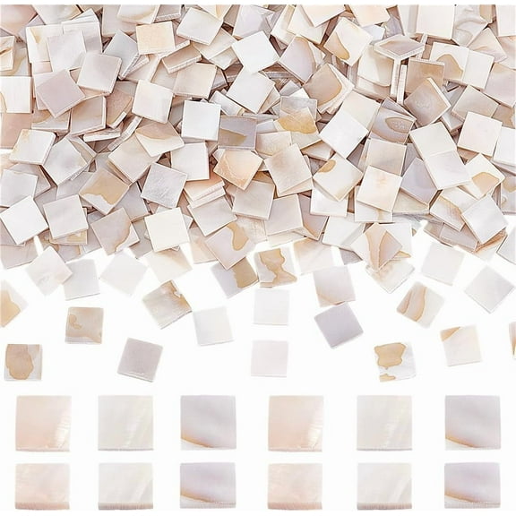 500 Pcs Natural Shell Mosaic Tiles 10x10mm Floral White Shell Square Cabochons Mosaic Mother of Pearl Pieces Bulk Shell Mosaic Tiles for DIY Mosaic Art Crafts Home Decorations diy