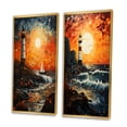 thumbnail image 3 of Designart "Lighthouse Guiding Painting V" Coastal Light House Framed Wall Art Set Of 2 - Multi-Color Coastal Framed Wall Art Set Of 2, 3 of 7