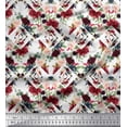 thumbnail image 1 of Soimoi White Viscose Chiffon Fabric Geometric Shapes & Baccara Rose Floral Print Print Fabric By the Yard 42 Inch Wide, 1 of 3