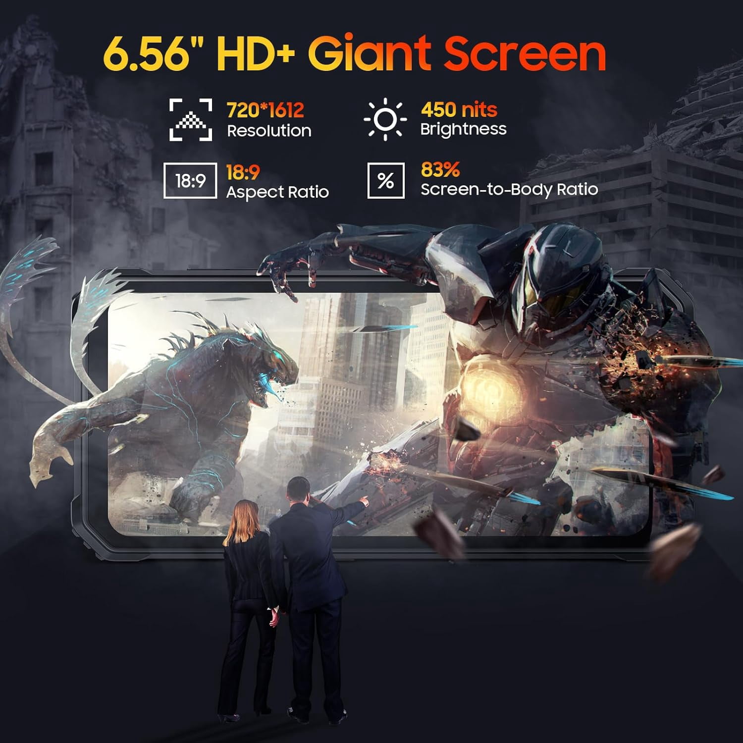 Blackview Rugged Phone BV4800, Android 4GB+32GB/SD 2TB Rugged Smartphone, 6.56" Incell Screen 5180mAh Rugged Phone, 4G T-Mobile Dual SIM Rugged Smartphone Unlocked, IP69K, 3 Card Slots/Face ID-Black