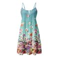 thumbnail image 4 of Pompotops Robe d'Été Décontractée à Manches Courtes Imprimée Boho Col en V avec Ceinture pour Femmes, 4 of 5