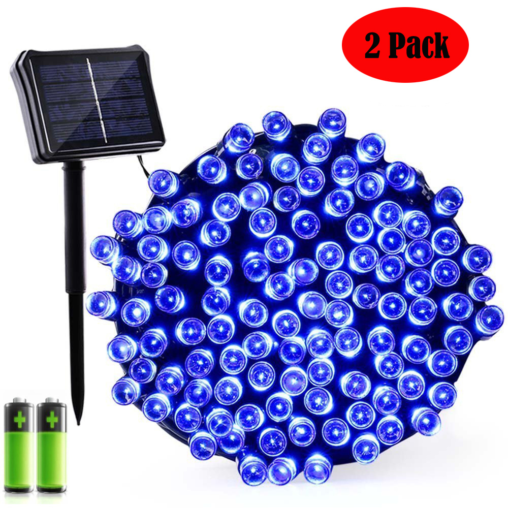 2PACK Qedertek Dual Solar Battery String Lights,72ft 200 LED Patio Decoration String Lights for