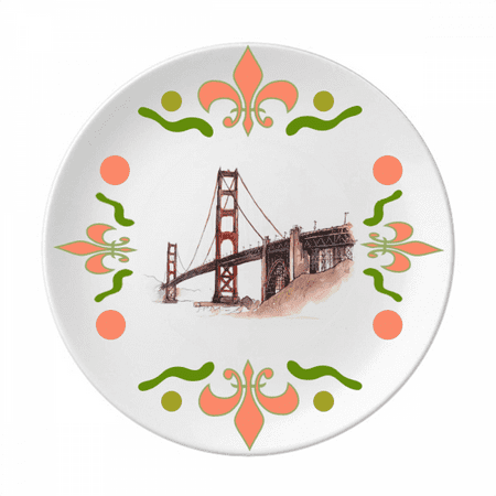 

en gate bridge in america california Flower Ceramics Plate Tableware Dinner Dish