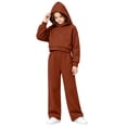 thumbnail image 3 of Girls Boys Classic 2pcs Sweatsuit Fleece Tracksuit Pullover Hooded Sweatshirts and Drawstring Wide Leg Sweatpants Activewear, 3 of 8