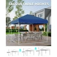 thumbnail image 2 of 10x10 Heavy Duty Pop Up Canopy- Outdoor Canopy Tent with Portable Bag - 3 Adjustable Height, 4 Weight Bags, 8 Stakes & 4 Guy Ropes Included, Blue, 2 of 7