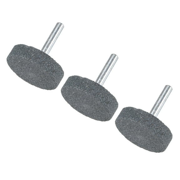 Uxcell 3-Pack Abrasive Mounted Stone Grinding Bits, 1/4 IN(6mm) Shank Polishing Sanding Drill Bit 1.57IN(40mm) Dia Point [Gray]