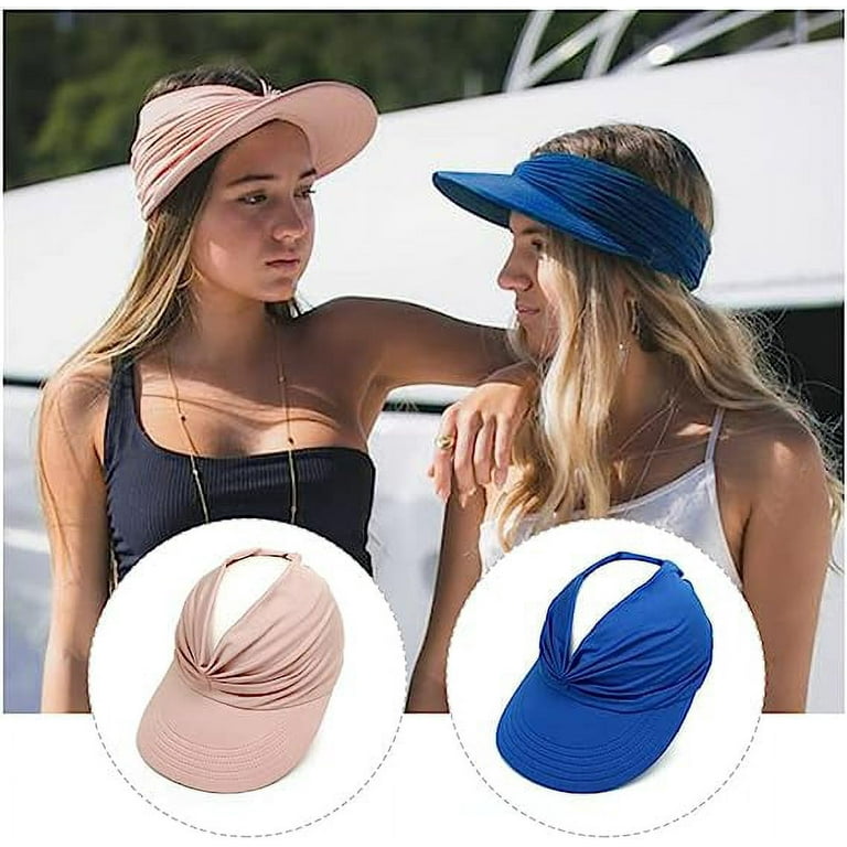MangoFeel Sun Hat Women, Sun Beach Visor Cap UV Protection with Wide Brim for Sports Beach Golf Hiking(Blue), Women's, Size: One Size