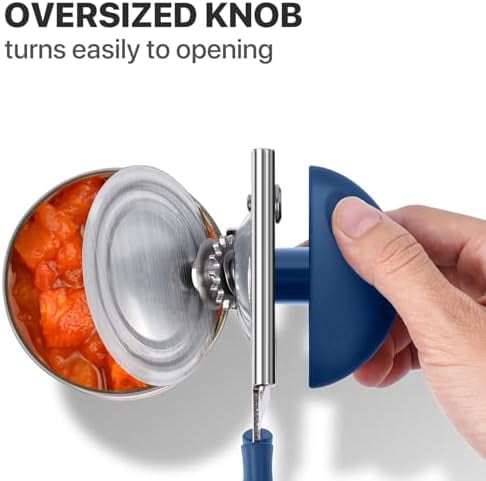 Can Opener Manual Heavy Duty,  Hand Held Can Openers for Seniors with Comfort Grip Sharp Blade, Solid Steel Hand Manual Can Open with Magnet for Kitchen Camping, Blue