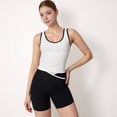 thumbnail image 4 of Women's Contrast Trim Cropped Tank Top with Scoop Neck and Stretch Fit for Yoga and Everyday Wear - Small, White, 4 of 6