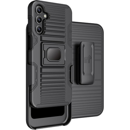 Nakedcellphone Rugged Combo for Samsung Galaxy A15 5G Phone Case, Hybrid Ring Grip Cover with Stand [Built-In Mounting Plate] and Belt Clip Holster Holder