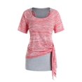 thumbnail image 1 of Tamaño más Marled nudo del lazo camiseta sin mangas y Scoop Conjunto Rosegal Camisetas tallas grandes, 1 of 5