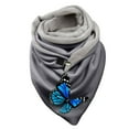 thumbnail image 1 of Women Butterfly Print Cotton Winter Warm Button Up Scarf, 1 of 3