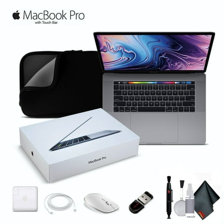 Apple 15.4" MacBook Pro Laptop MV902LL/A Retina, Touch Bar, 2.6GHz 6-Core Intel Core i7, 16GB RAM, 256GB SSD Storage Space Gray with Padded Case and Mouse - Starter Bundle