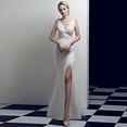 thumbnail image 1 of Vestido de noche elegante y sexy para mujer, para banquetes, con cola de pez larga, 1 of 6
