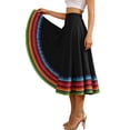 thumbnail image 3 of Umfun Women's Colorful Striped Maxi Skirt Elastic High Waist A-Line Flowy Skirt Summer Vacation Skirt, 3 of 8