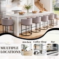thumbnail image 4 of CRERIYO 26" Counter Height Bar Stools Set of 3, Fabric Upholstered Modern Barrel Bar Chairs with Metal Frame, Gray, 4 of 6