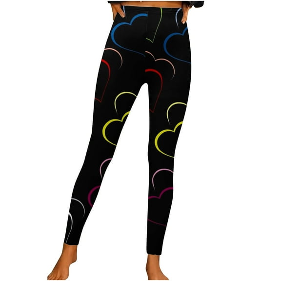Buigttklop Pants for Women 2024 Women'S Valentine'S Day Sports Love Print Running Leggings Tights High Waisted Leggings