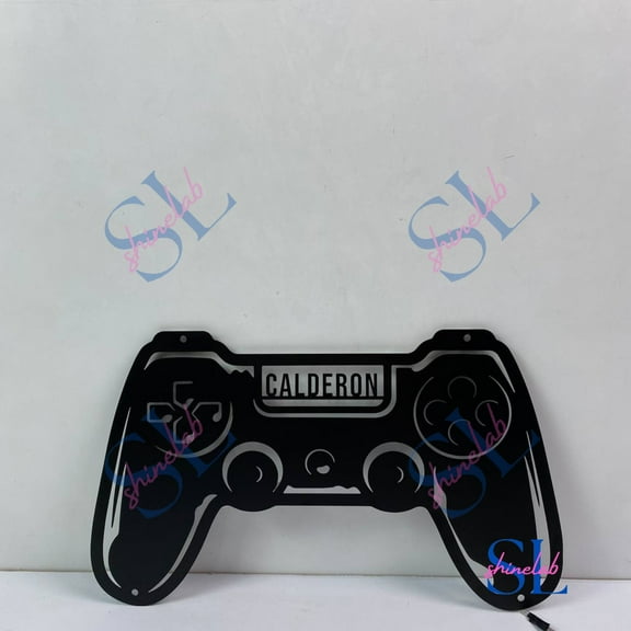 Shinelab Game Controller Metal Sign, Game Console Metal Wall Art LED Light, Gamer Name Sign, Gaming Sign Gift for Game Lover, Game Room Home Decor 4630