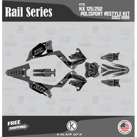 Kalair GFX Graphics Kit for Kawasaki KX250 POLISPORT RESTYLE (2003-2008) Rail Series Kalair GFX Graphics Kit for Kawasaki KX250 POLISPORT RESTYLE (2003-2008) Rail Series
