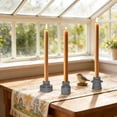 thumbnail image 2 of Vintage Ribbed Taper Glass Candle Holders,Tea Candle Holder for Table Centerpieces, Wedding Decorations and Dinner Parties, 3pcs, 2 of 6
