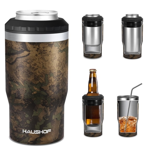 Camuflaje aislante 4 en 1 Can Cooler HAUSHOF de 12 onzas