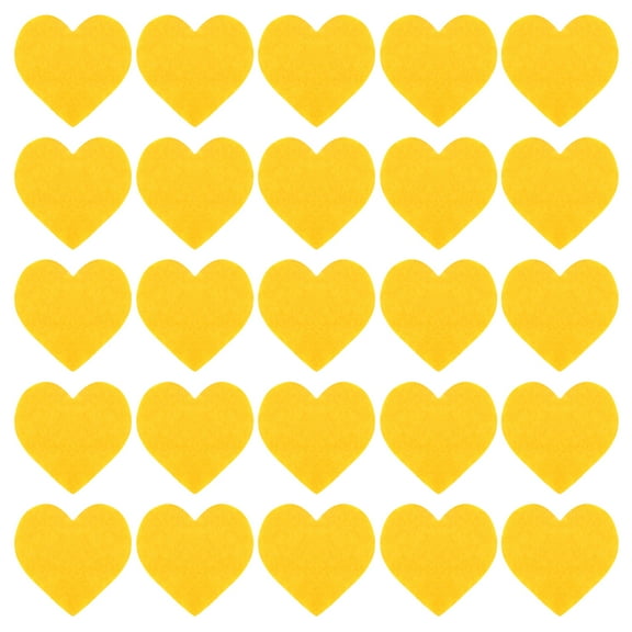Felt Heart Shape Heart Valentine's Day Hearts Craft 2.4Inch x 2.4Inch for Party Crafting Art, Yellow, Pack of 100