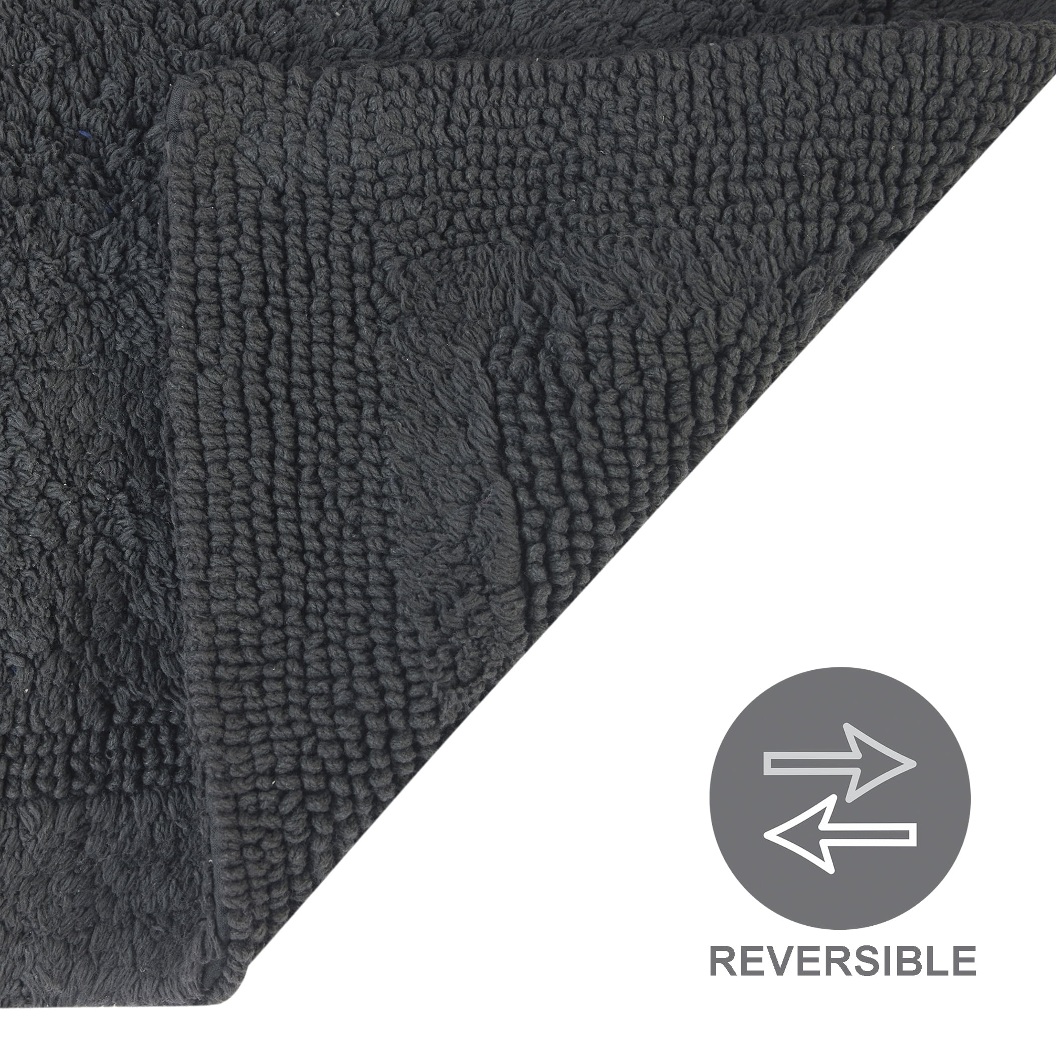 Better Homes & Gardens Cotton Reversible Bath Rug, Grey Shadow, 17" x 24"