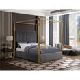 thumbnail image 2 of Maklaine Contemporary designed Gray Finished Velvet Queen Bed, 2 of 5