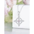 thumbnail image 4 of Witches Knot Pink Tourmaline Birthstone Necklace 925 Sterling Silver Nudo de Bruja Celtic Witch Knot Necklace with October Birthstone Witchy Protection Jewelry Gift for Women Mom Her, 4 of 10