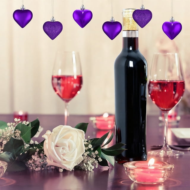 Adornos navideños en forma de corazón | Juego de 12 adornos brillantes, mate y con purpurina | Corazones colgantes de 4,5 cm para decorar árboles, fiestas y bodas