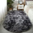 thumbnail image 4 of PTSPLLMY Large Size Oval Plush Rug Fluffy Home Decor Bedside Thick Tie Dye Rug Living Room Bedroom Rug Multi Color Available, 4 of 6