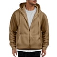 thumbnail image 2 of guisaled Mens Zip Up Hoodie Fleece Oversized Heavyweight Fall Winter Warm Hooded Sweatshirts Long Sleeve Solid Casual Hoodies, 2 of 7