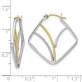 thumbnail image 3 of Sterling Silver w/14k Gold-plated Polished Twisted Squares Hoop Earrings, 3 of 3