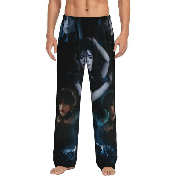 Wednesday Pajama Pants Drawstring Elastic Waistband Loungewear Cool Print Sleep PJ Pants for Men Women Large