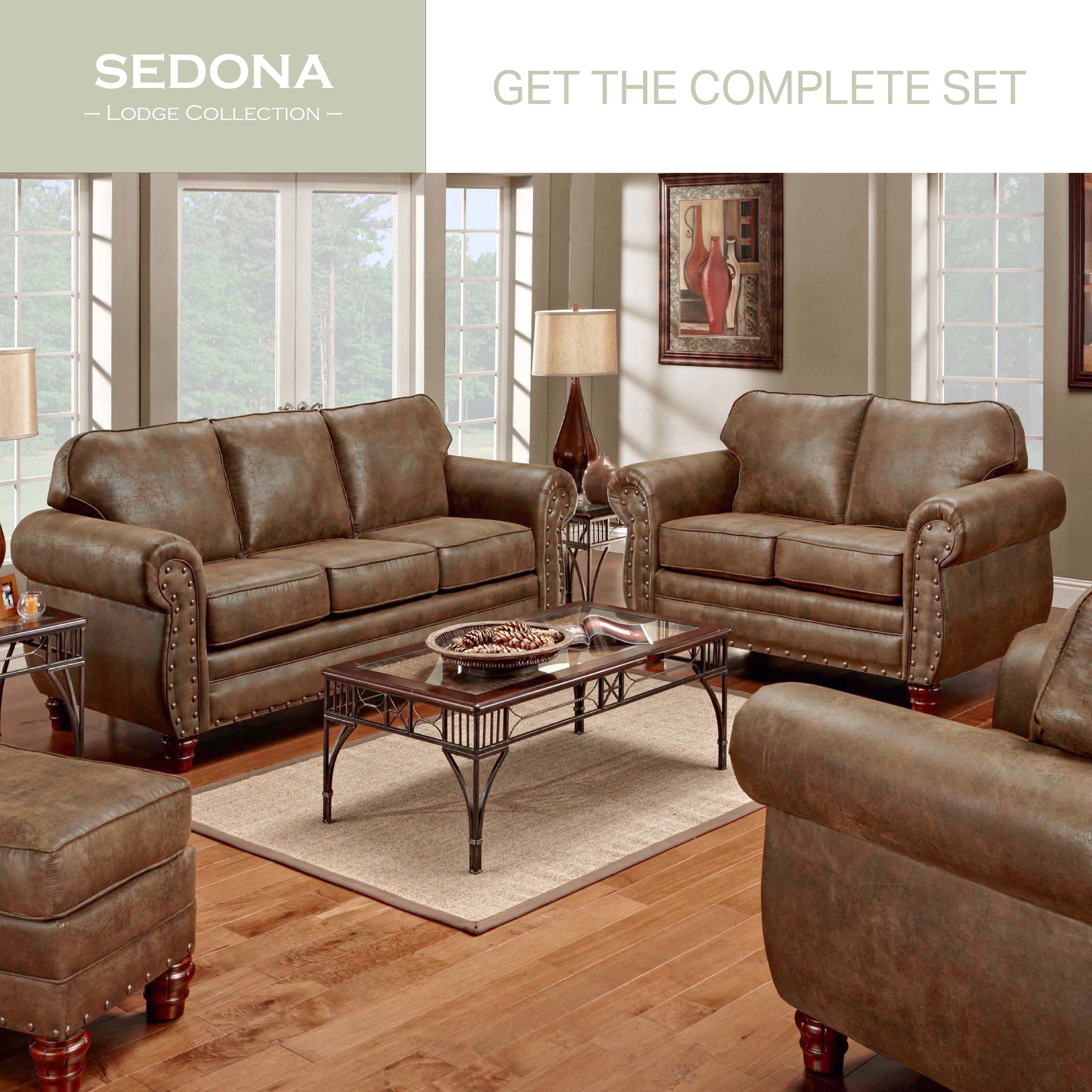 American Furniture Classics Model Number 9900-90 Sedona Ottoman with Nail Head Accents