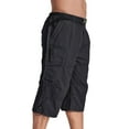 thumbnail image 3 of Men's Capri Pants Twill Elastic Below Knee Cargo Shorts with 7 Pockets 3/4 Capri Long Shorts, 3 of 9